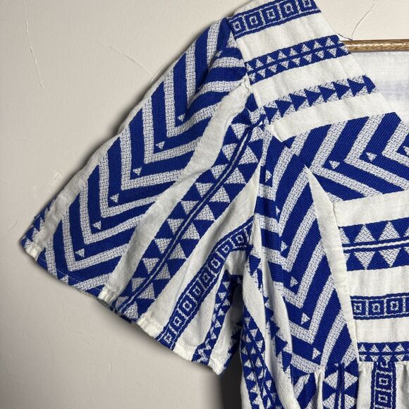 Old Navy Blue White Southwest Print Dress Women's Size Medium Knee Length - Picture 4 of 14